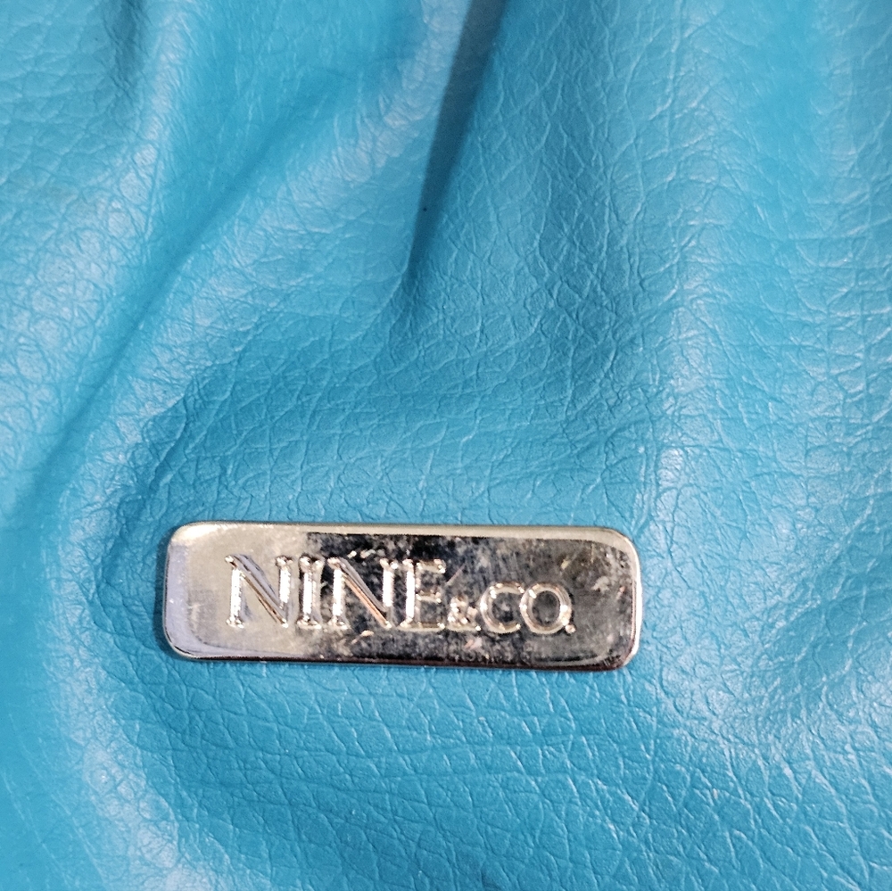 Nine & Co Womens Teal Faux Leather Shoulder Bag Medium Tote Purse Y2K Casual - Picture 4 of 7